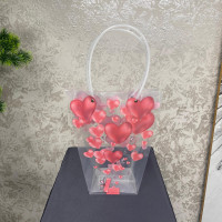 Lüks Çiçekli İthal Şeffaf Plastik Çanta 26 cm - 23096 - 